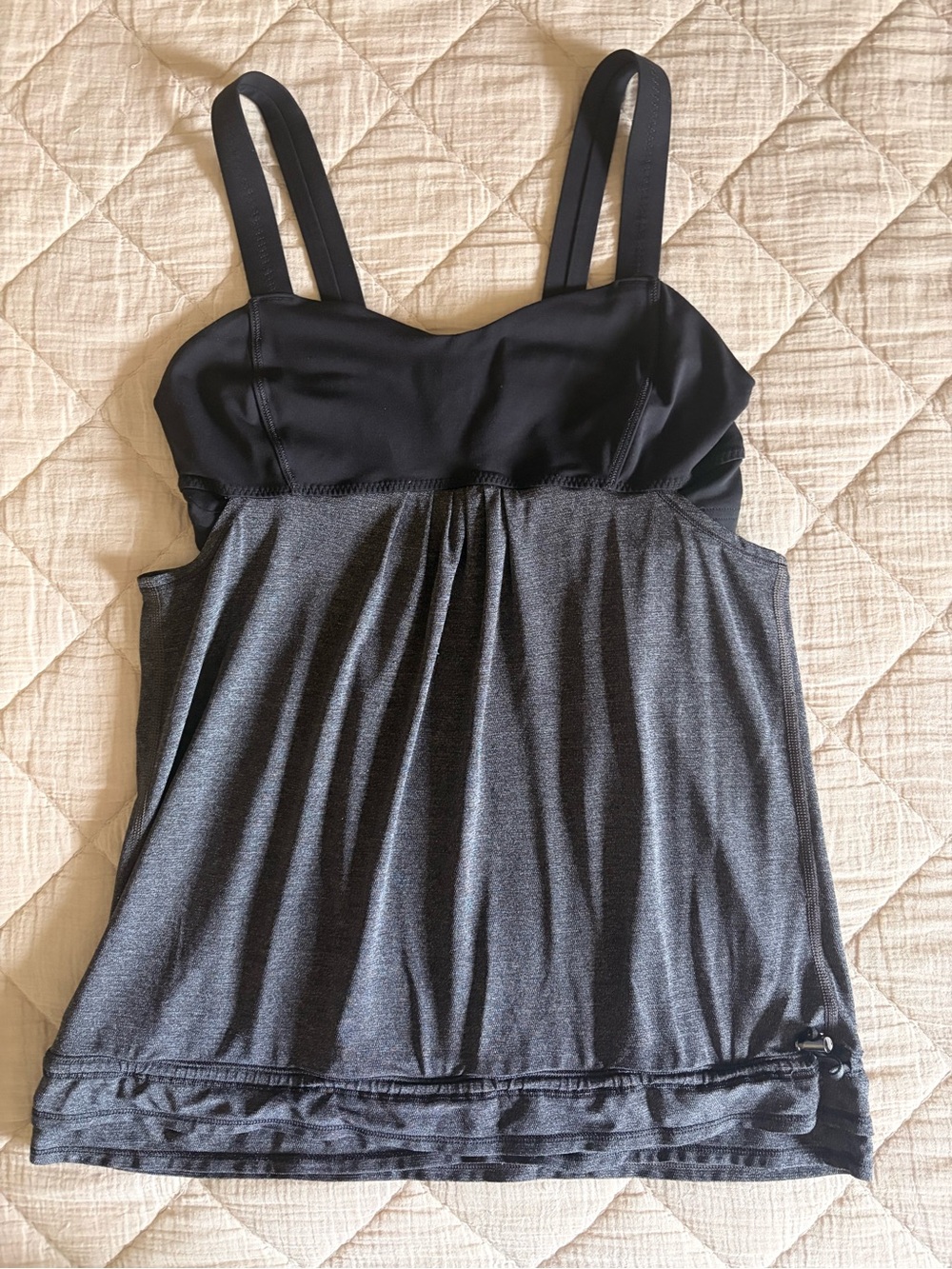 lululemon athletica Black & Charcoal 2 in 1 Built-In Bra Tank Size 8